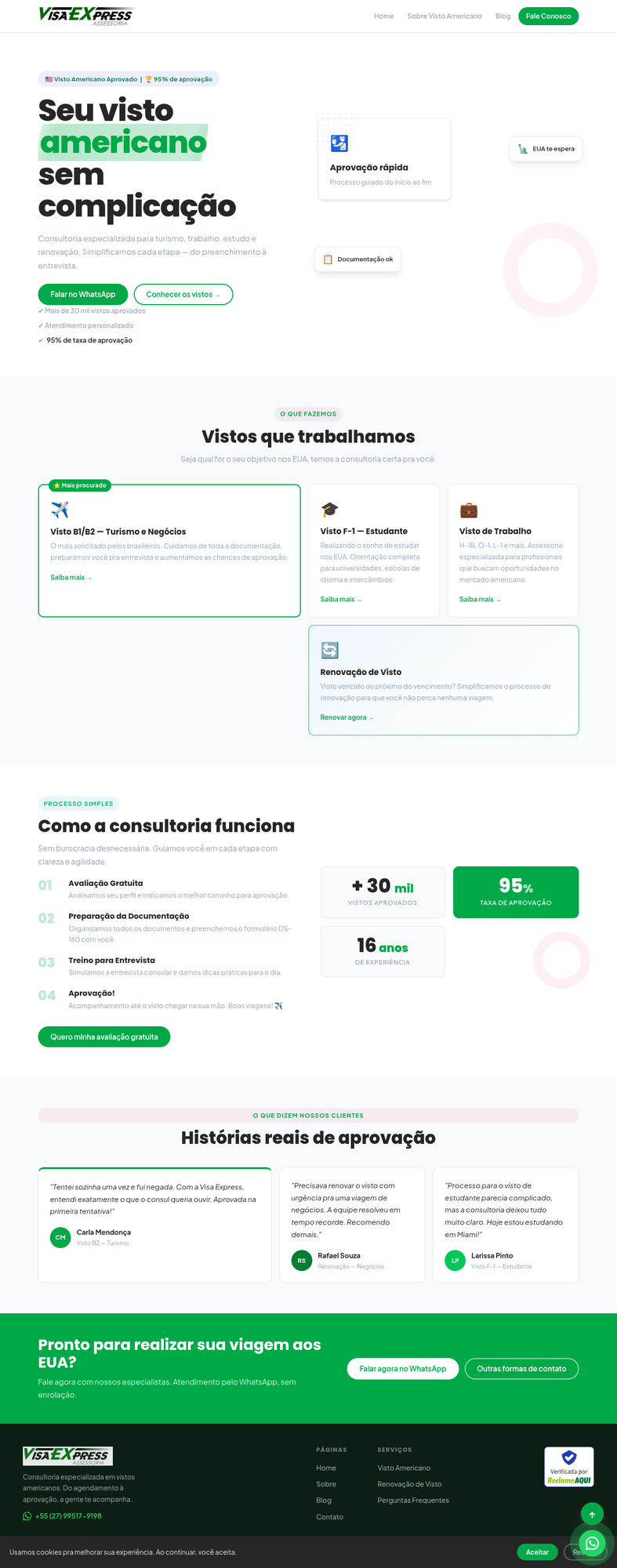 Home do site da Visa Express